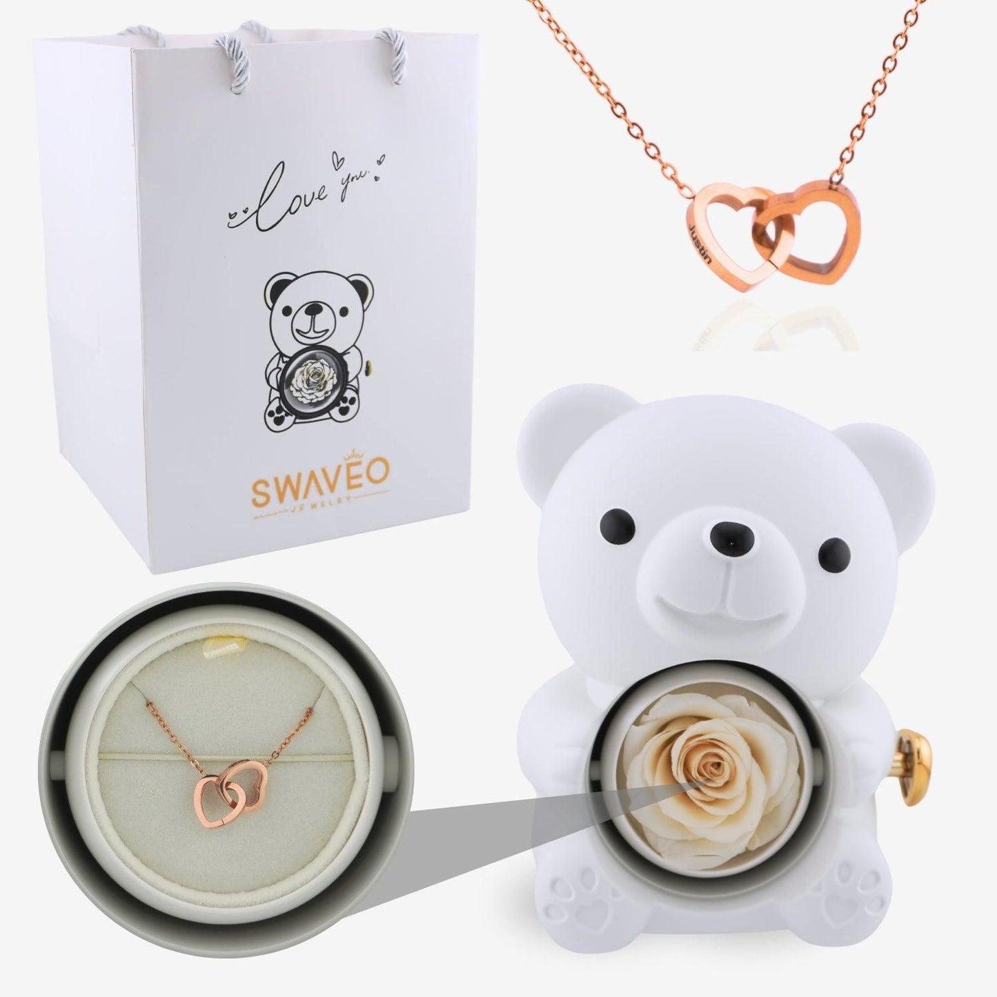 Timeless Elegance — Rotating Eternal Flower Box & Necklace