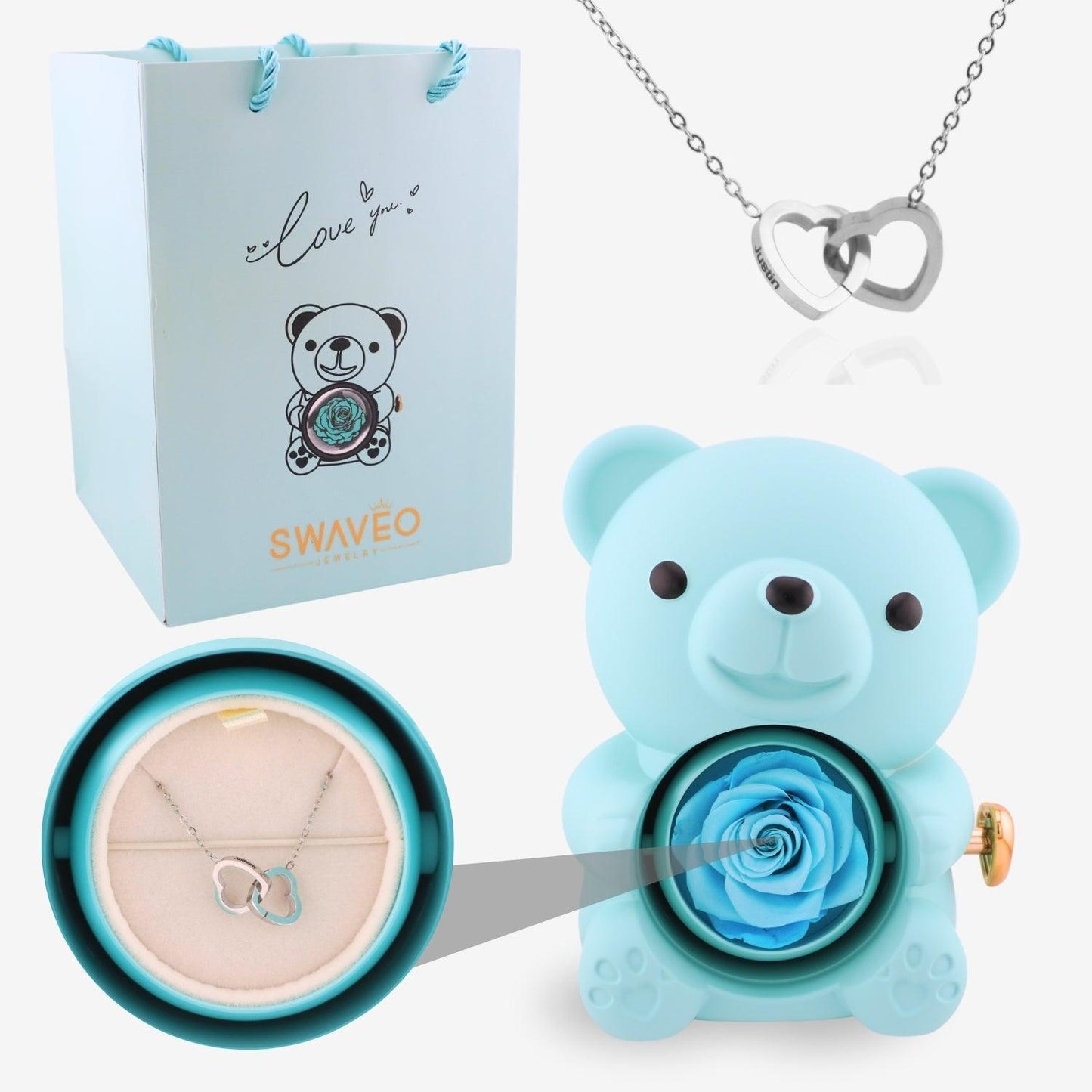 Timeless Elegance — Rotating Eternal Flower Box & Necklace