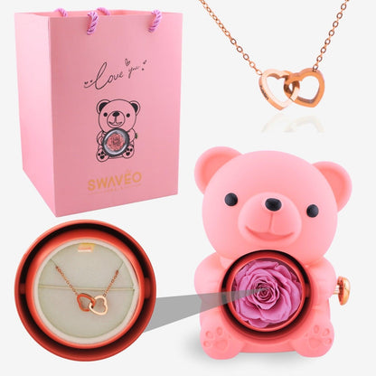 Timeless Elegance — Rotating Eternal Flower Box & Necklace