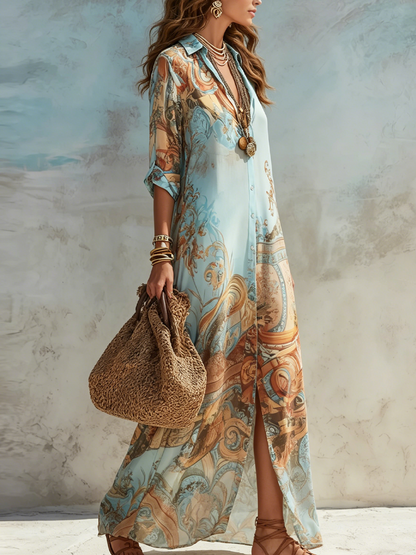 Abito Maxi con Bottoni Sunset Coast