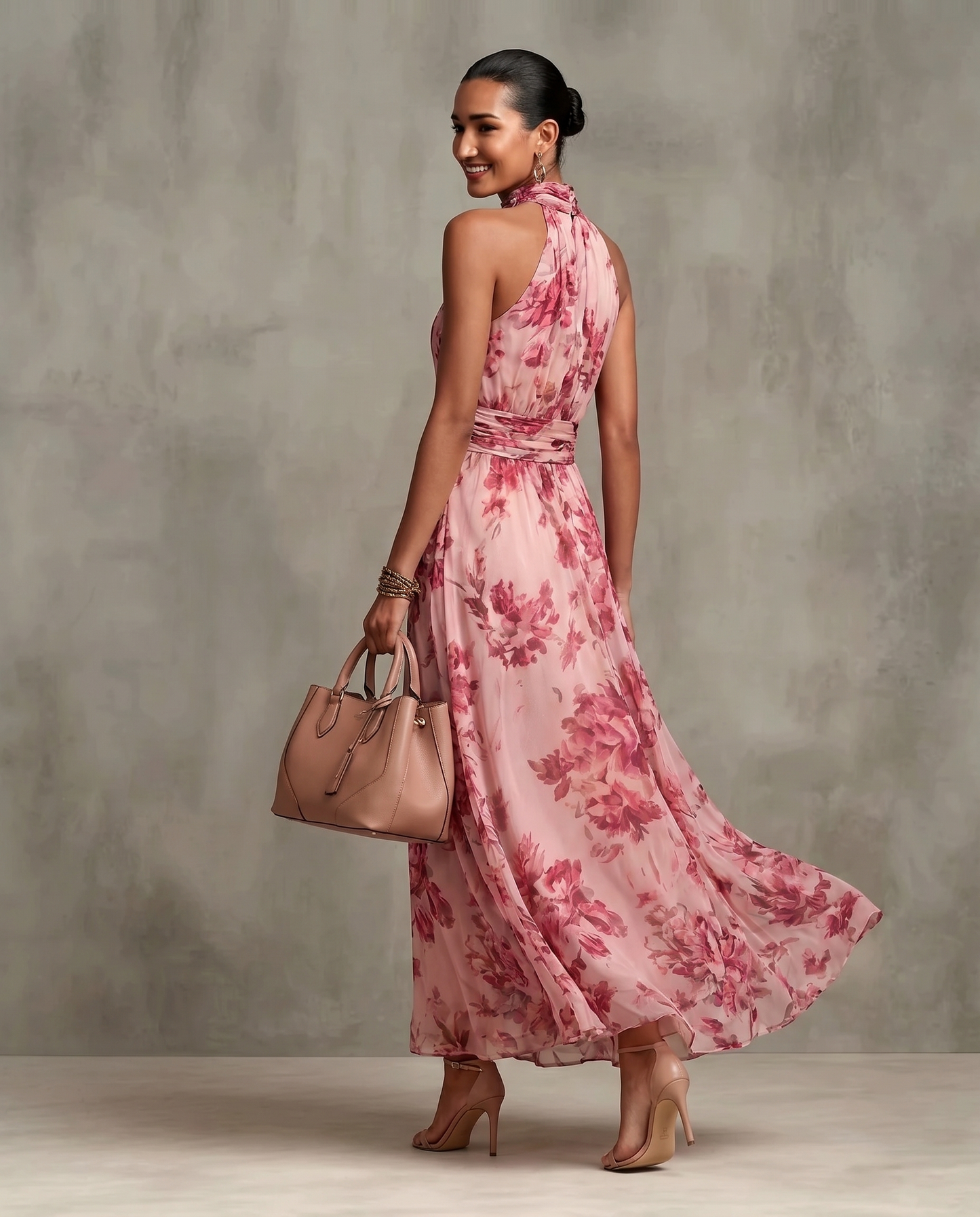 The Floral Satin Maxi Dress