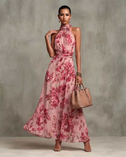 The Floral Satin Maxi Dress