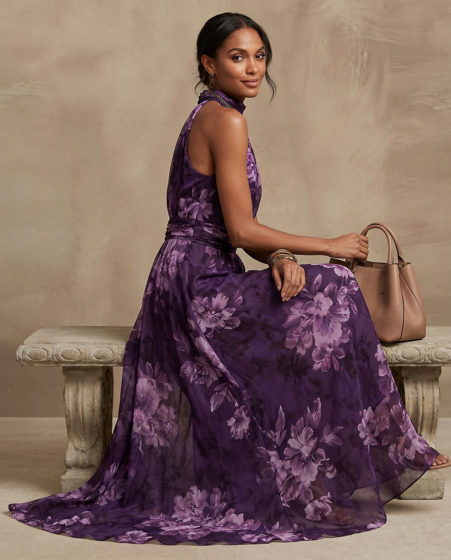The Floral Satin Maxi Dress