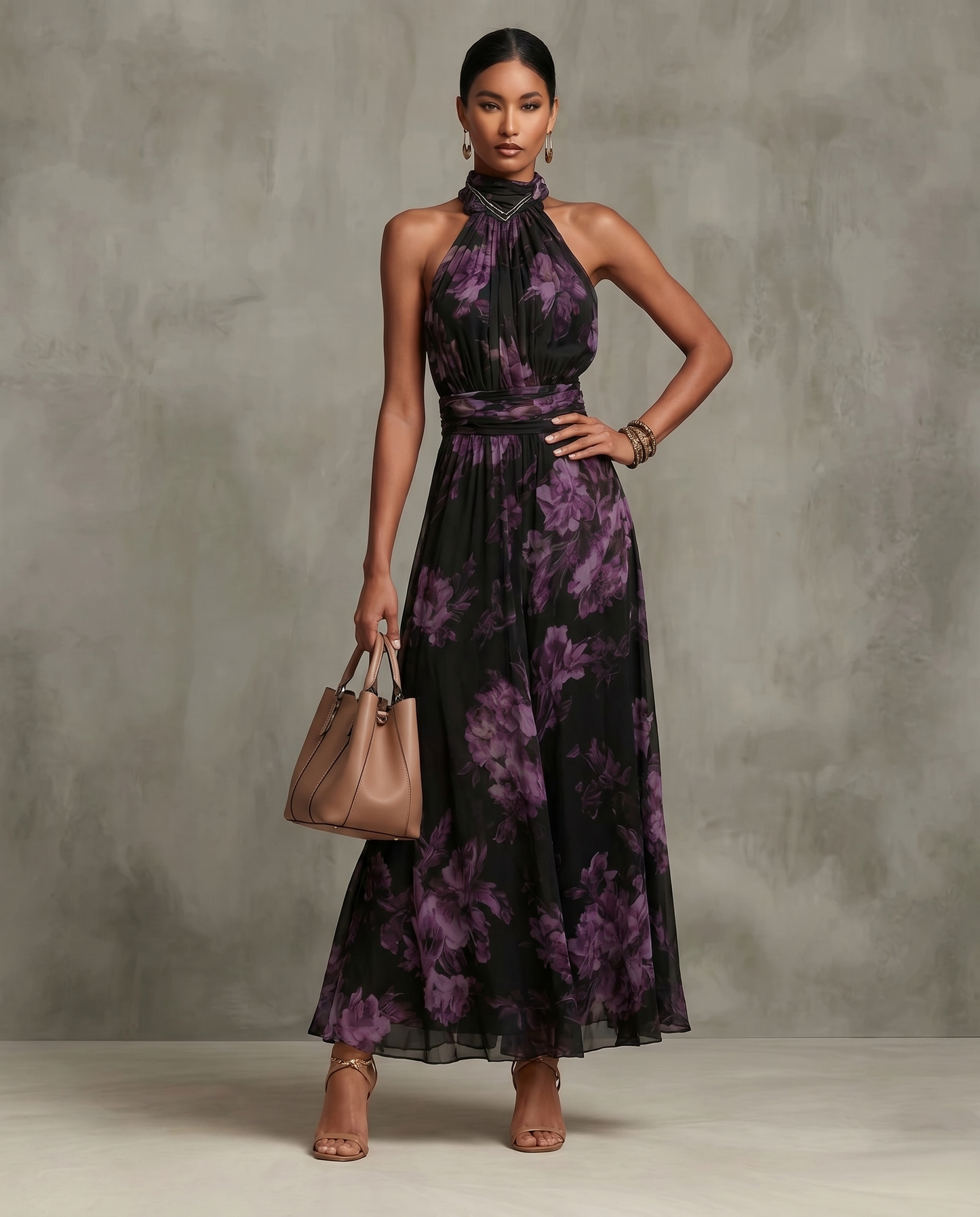 The Floral Satin Maxi Dress