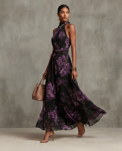 The Floral Satin Maxi Dress