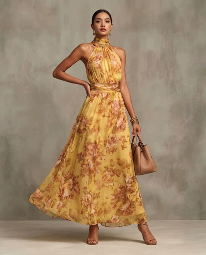 The Floral Satin Maxi Dress