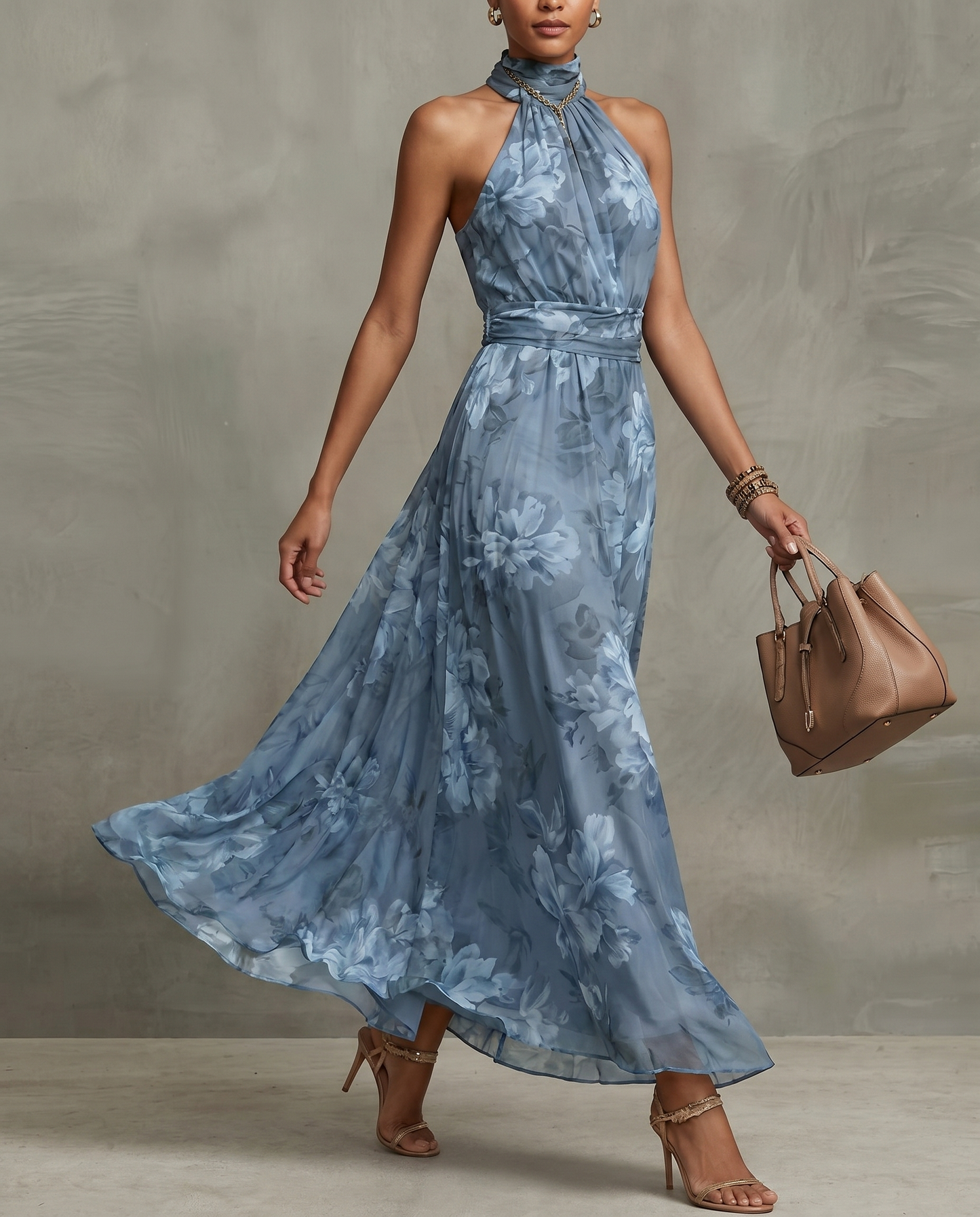 The Floral Satin Maxi Dress