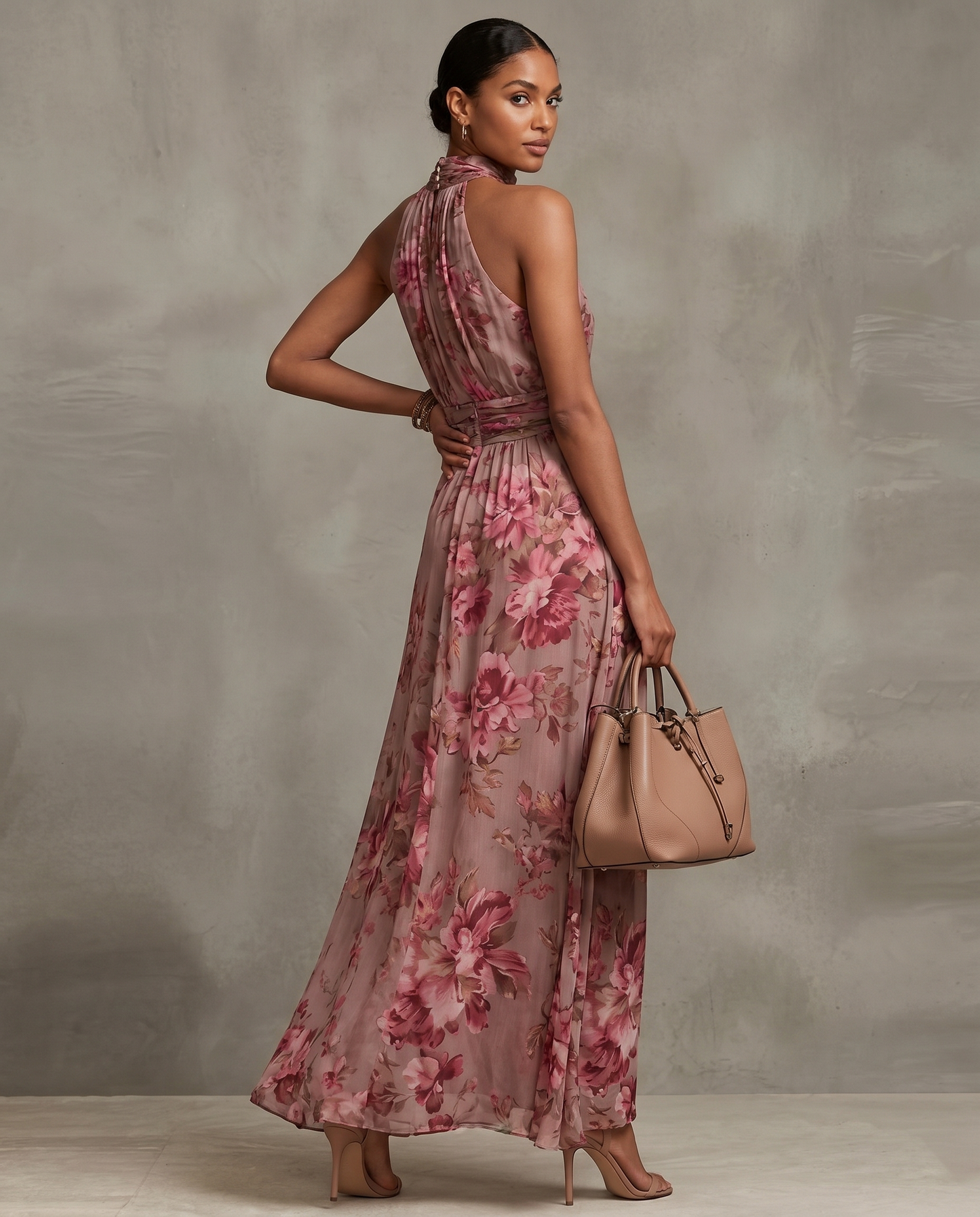 The Floral Satin Maxi Dress