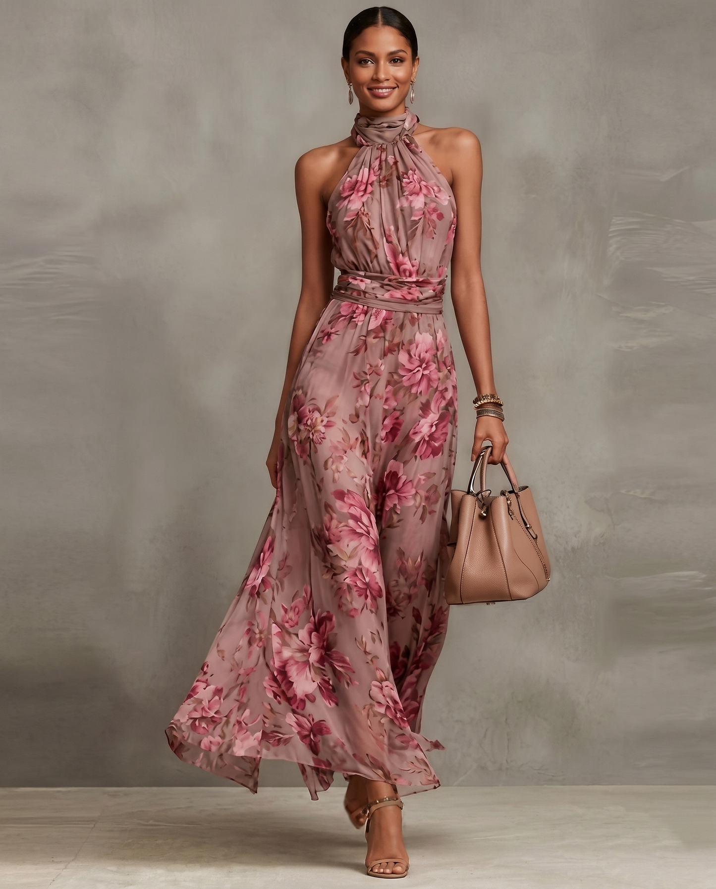The Floral Satin Maxi Dress