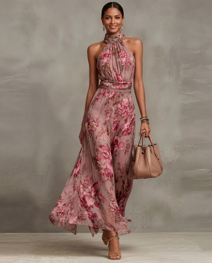 The Floral Satin Maxi Dress