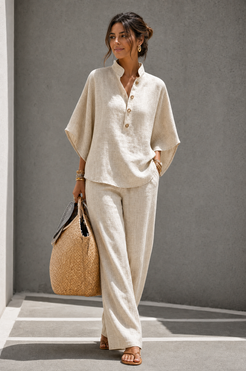 Coordinated Linen Capri Set