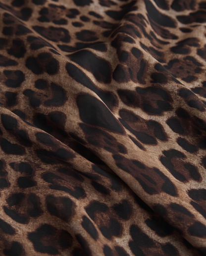 Abito Maxi con Scollo Drappeggiato e Stampa Leopardata