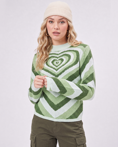 Top in Maglia con Stampa a Cuore Retrò