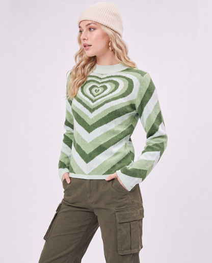 Top in Maglia con Stampa a Cuore Retrò