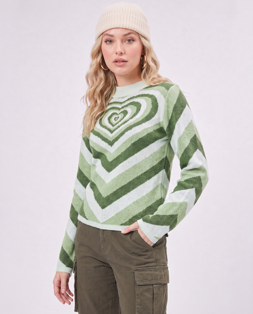 Top in Maglia con Stampa a Cuore Retrò