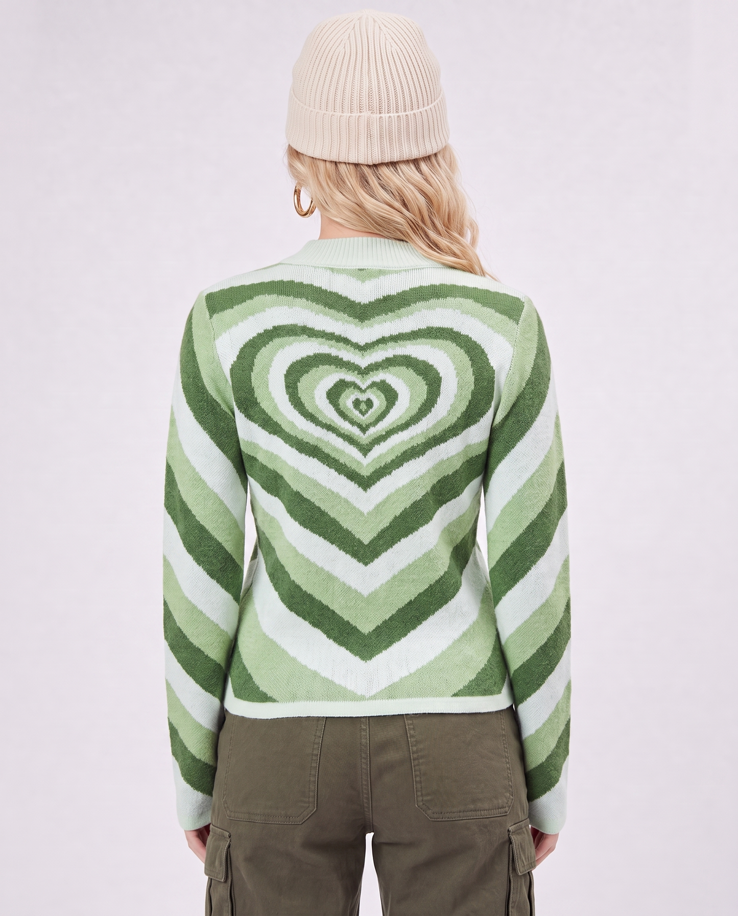 Top in Maglia con Stampa a Cuore Retrò