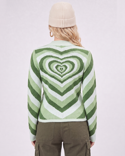 Top in Maglia con Stampa a Cuore Retrò