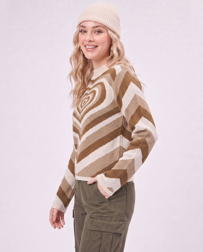 Top in Maglia con Stampa a Cuore Retrò