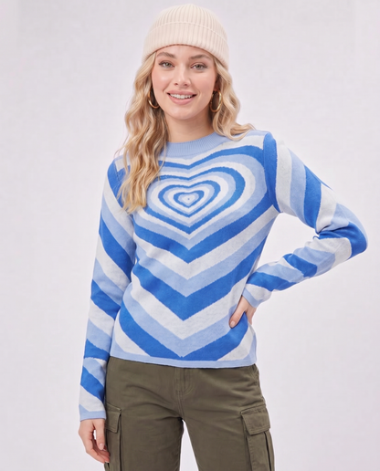 Top in Maglia con Stampa a Cuore Retrò