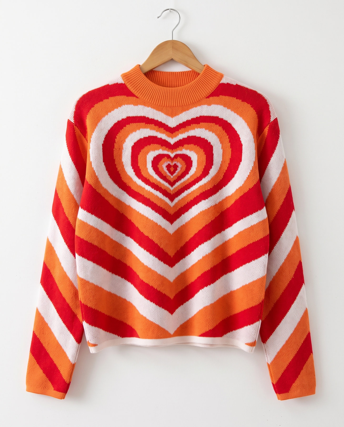 Top in Maglia con Stampa a Cuore Retrò