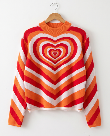 Top in Maglia con Stampa a Cuore Retrò