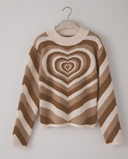 Top in Maglia con Stampa a Cuore Retrò