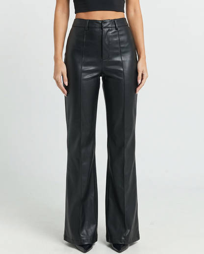 Pantaloni Bootcut in Ecopelle Nera