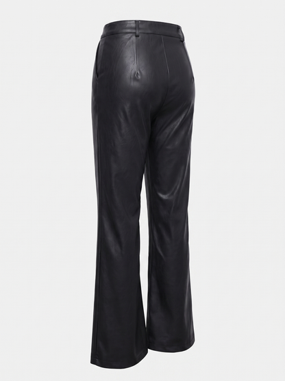 Pantaloni Bootcut in Ecopelle Nera