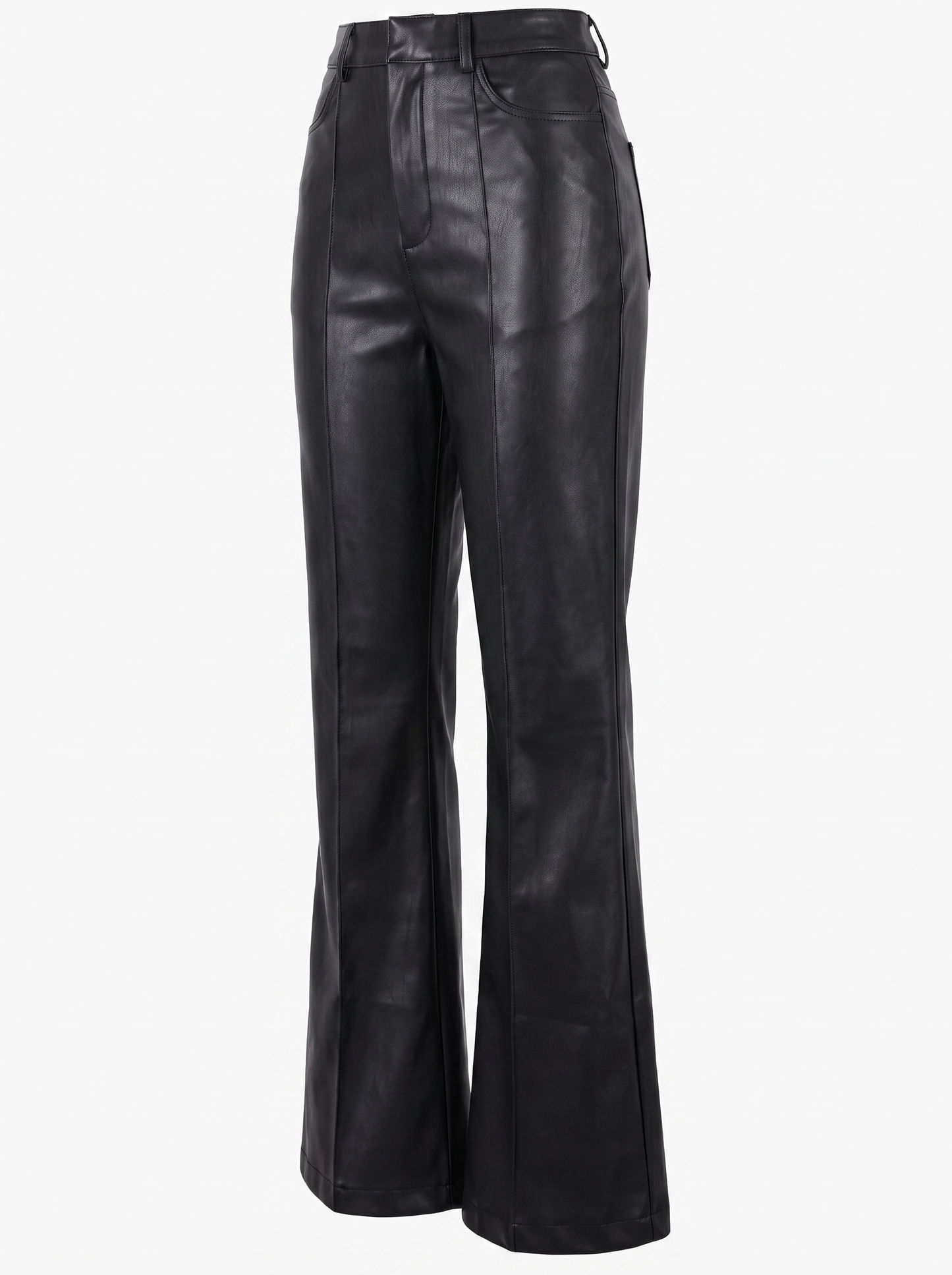 Pantaloni Bootcut in Ecopelle Nera