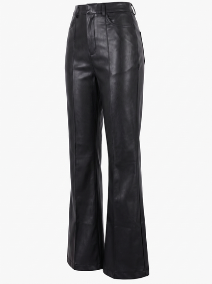 Pantaloni Bootcut in Ecopelle Nera