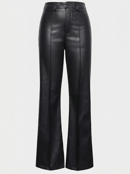 Pantaloni Bootcut in Ecopelle Nera