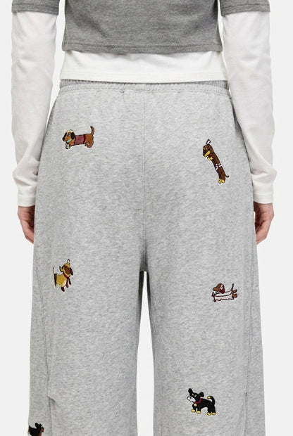 Paolo Street Cute Embroidered Pup Sweatpants